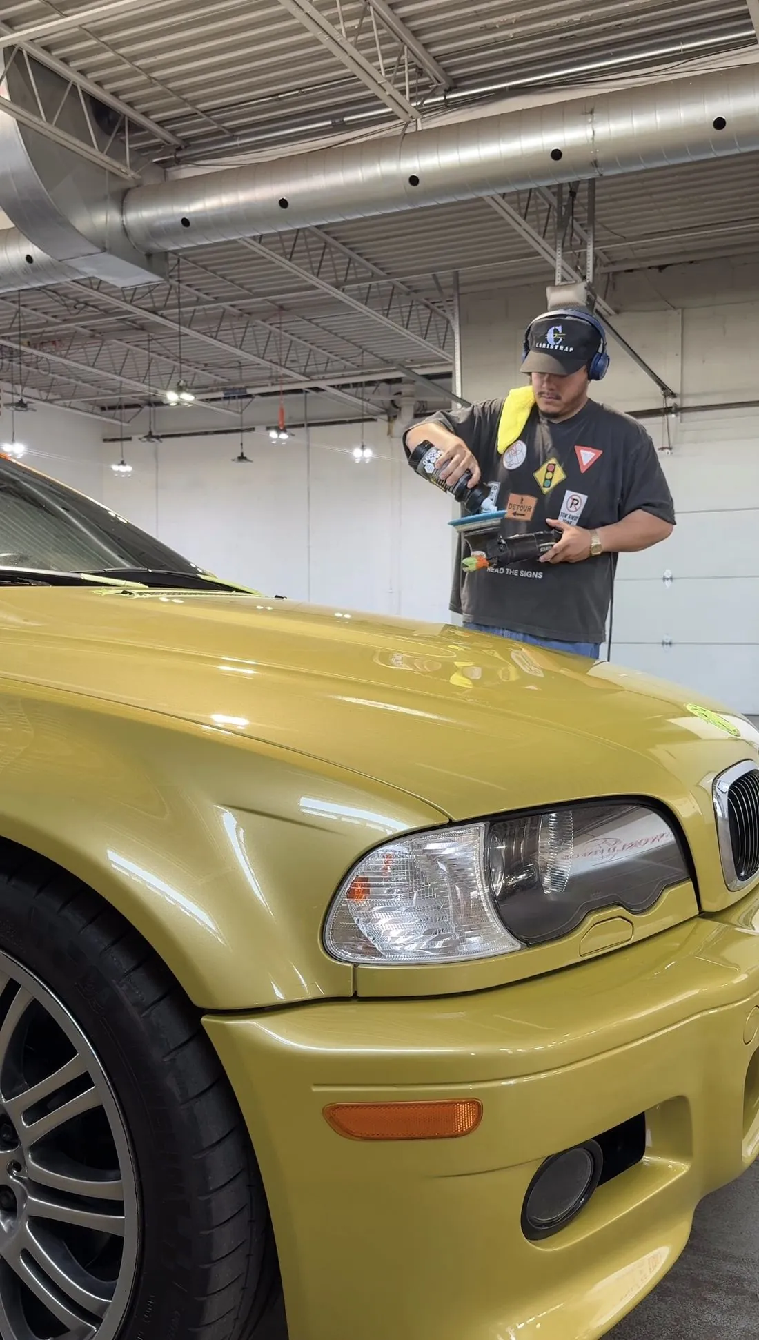 Yellow BMW M3 after paint correction